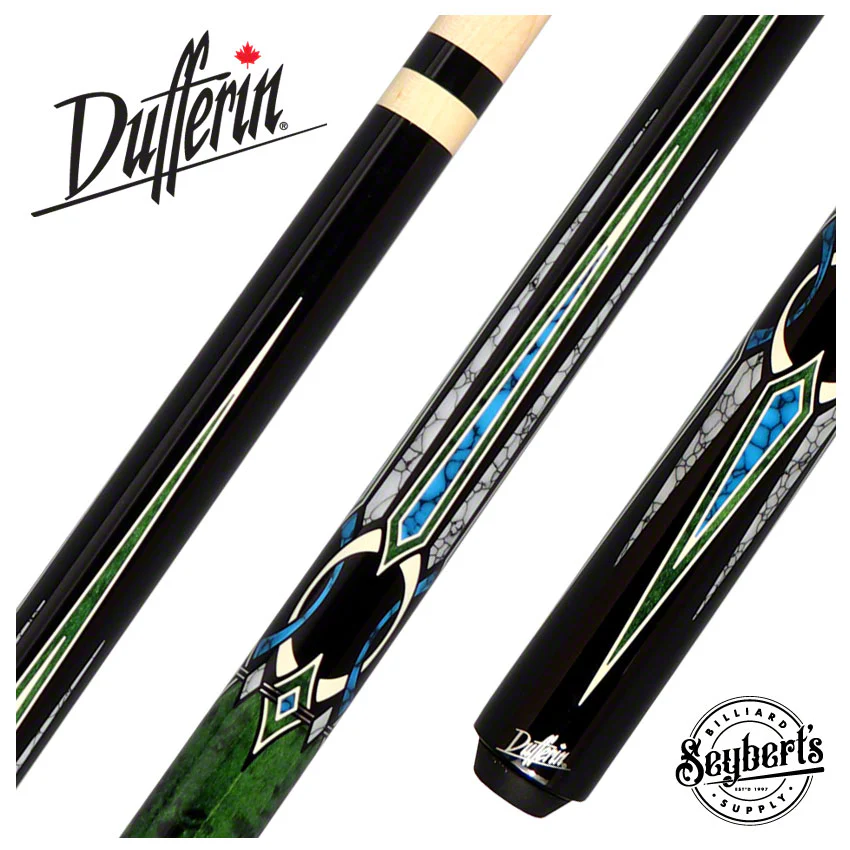 Dufferin 6 point Black and Green Graphic Pool Cue - D547