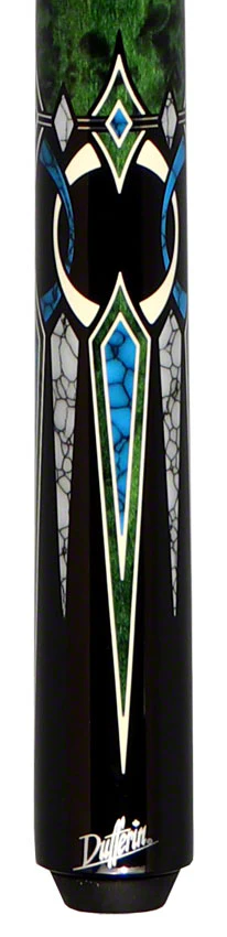 Dufferin 6 point Black and Green Graphic Pool Cue - D547 - Image 2