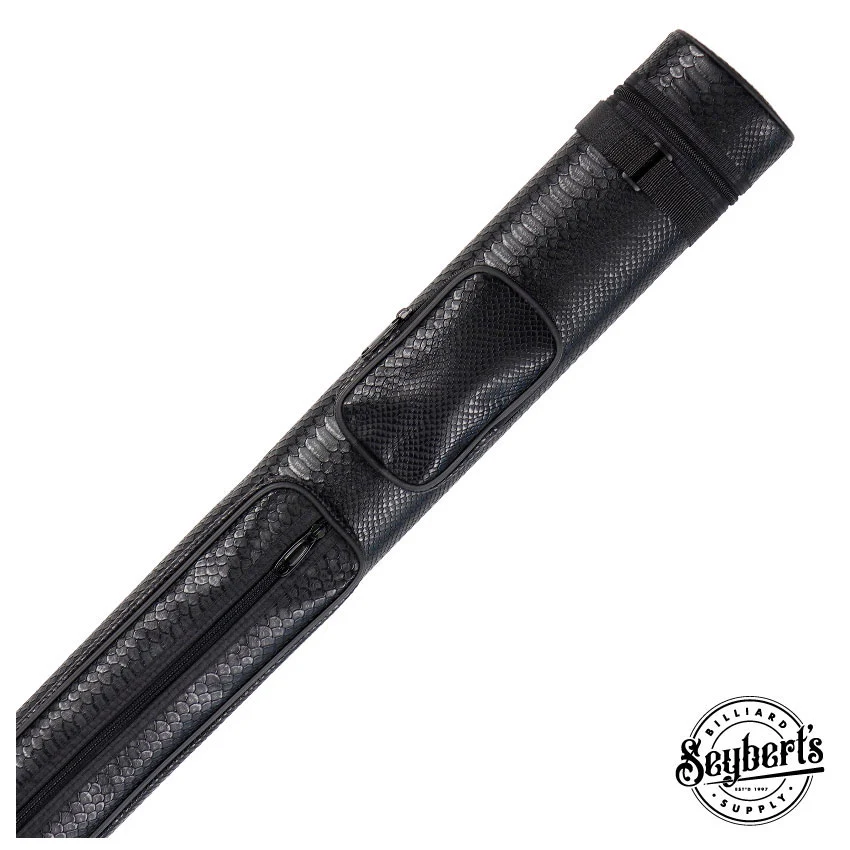Economy Oval Polyform Black Crocodile 2x2 Hard Pool Cue Case - C22CH-BK