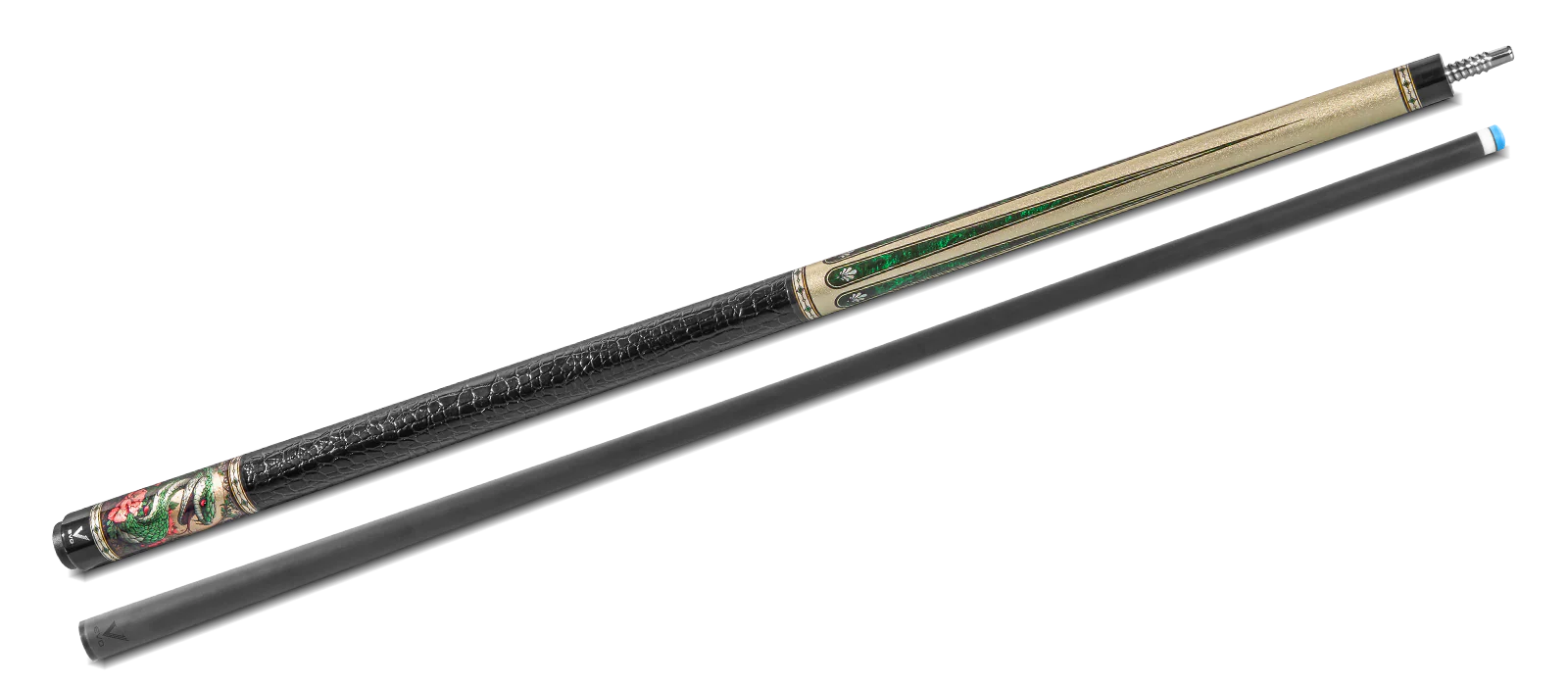 EVO Beast Emerald Cobra Leather Wrap Pool Cue - Image 12