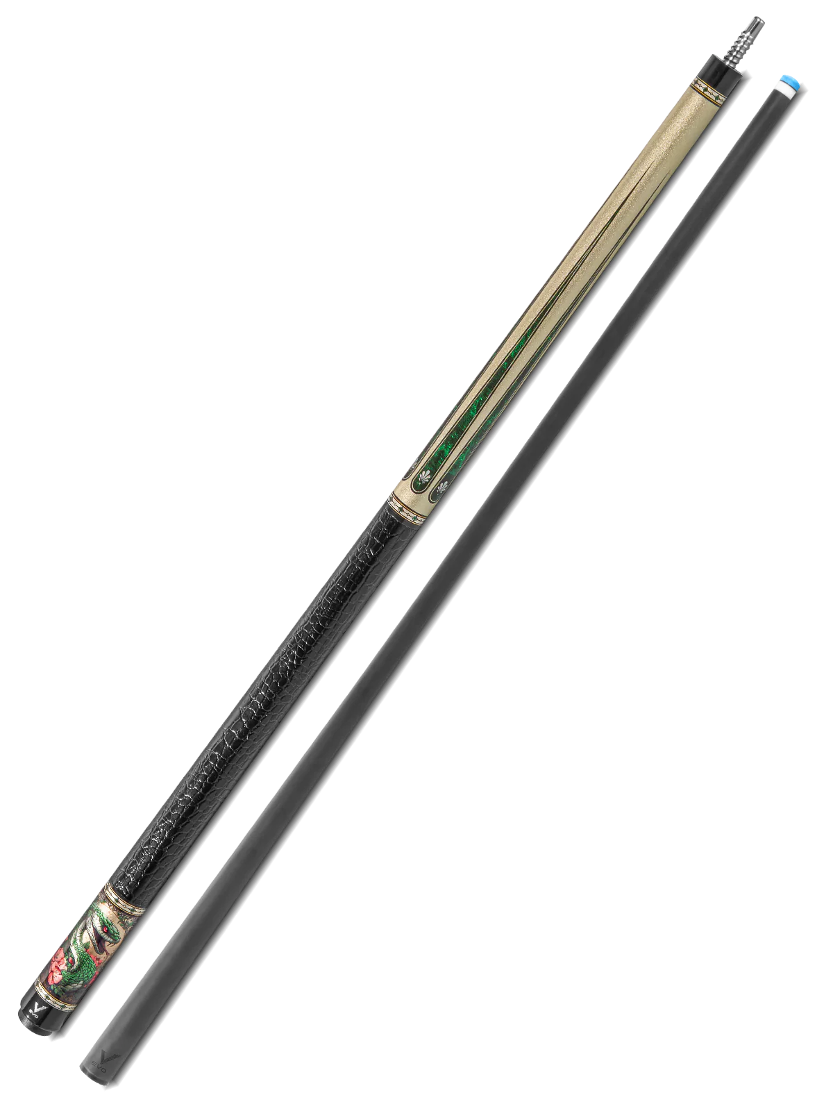 EVO Beast Emerald Cobra Leather Wrap Pool Cue - Image 2