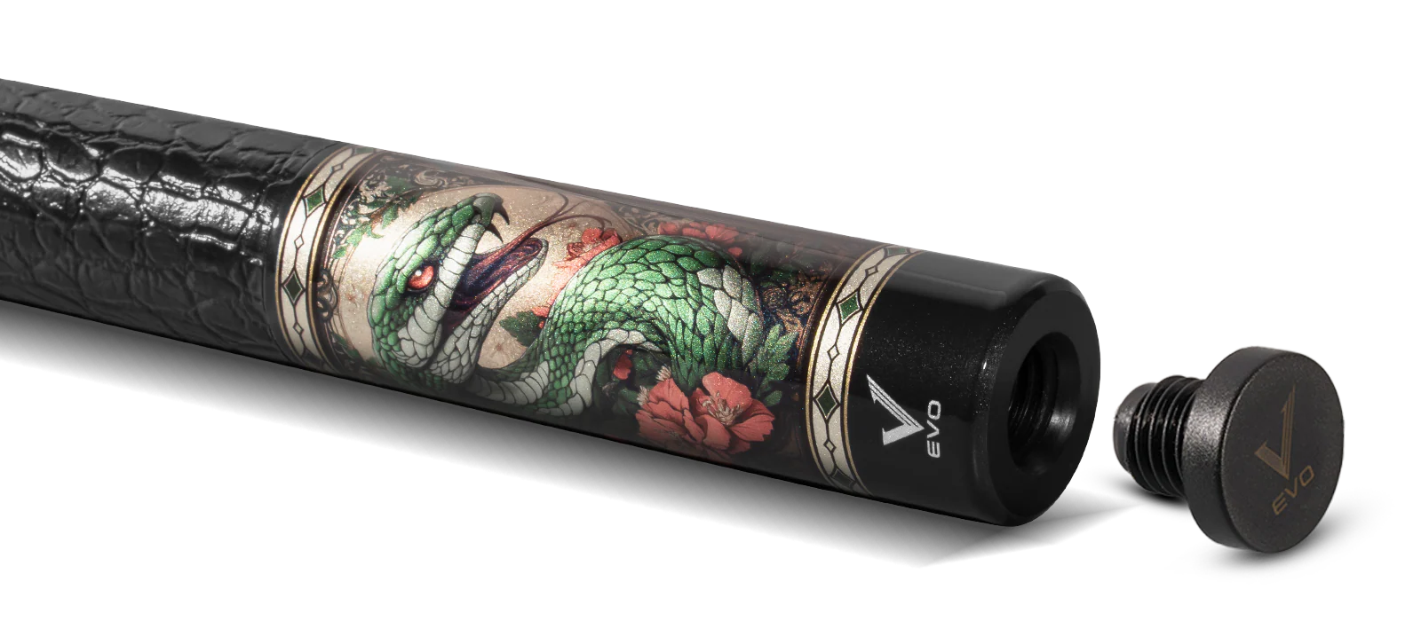 EVO Beast Emerald Cobra Leather Wrap Pool Cue - Image 6