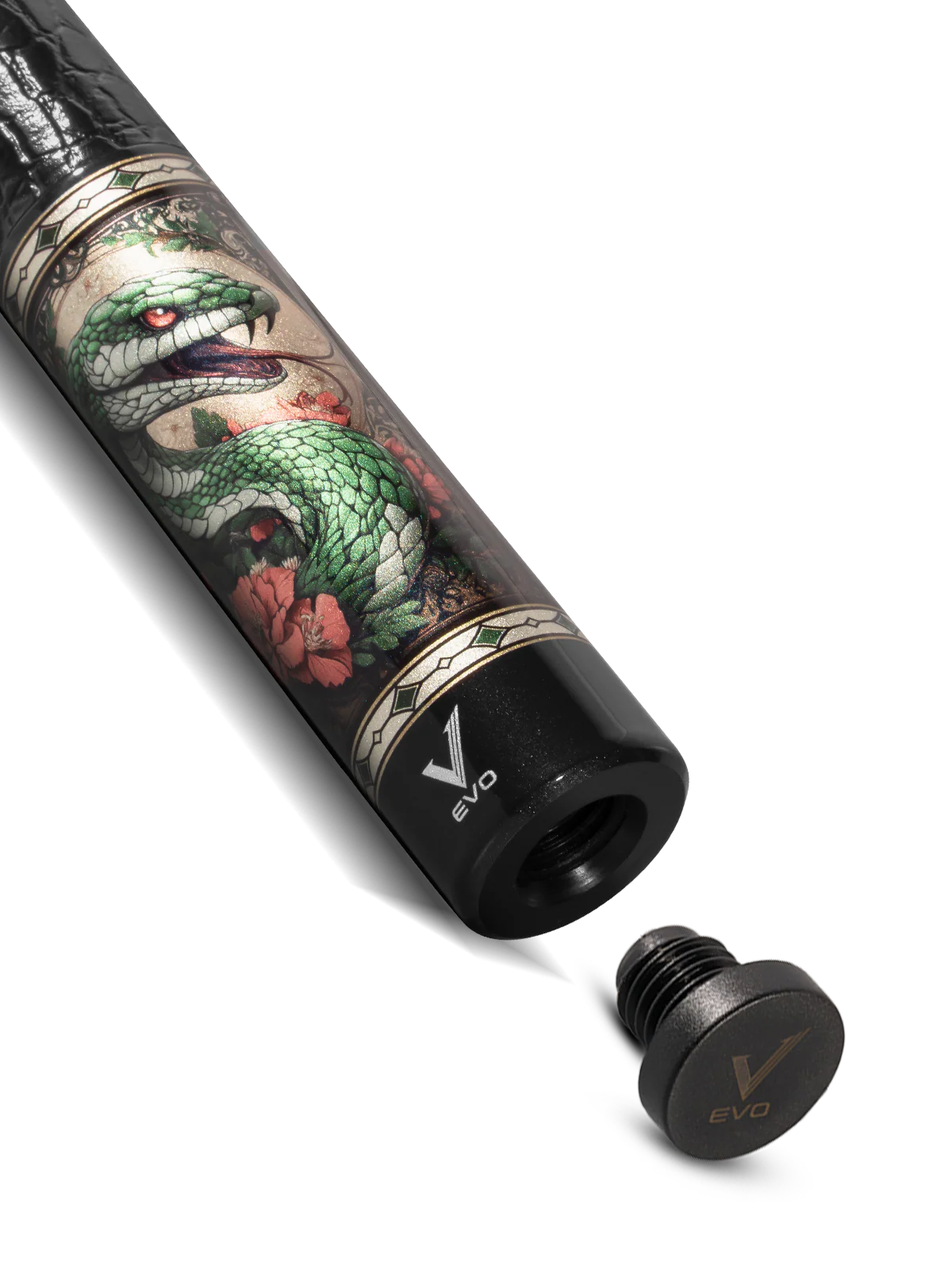 EVO Beast Emerald Cobra Leather Wrap Pool Cue - Image 7