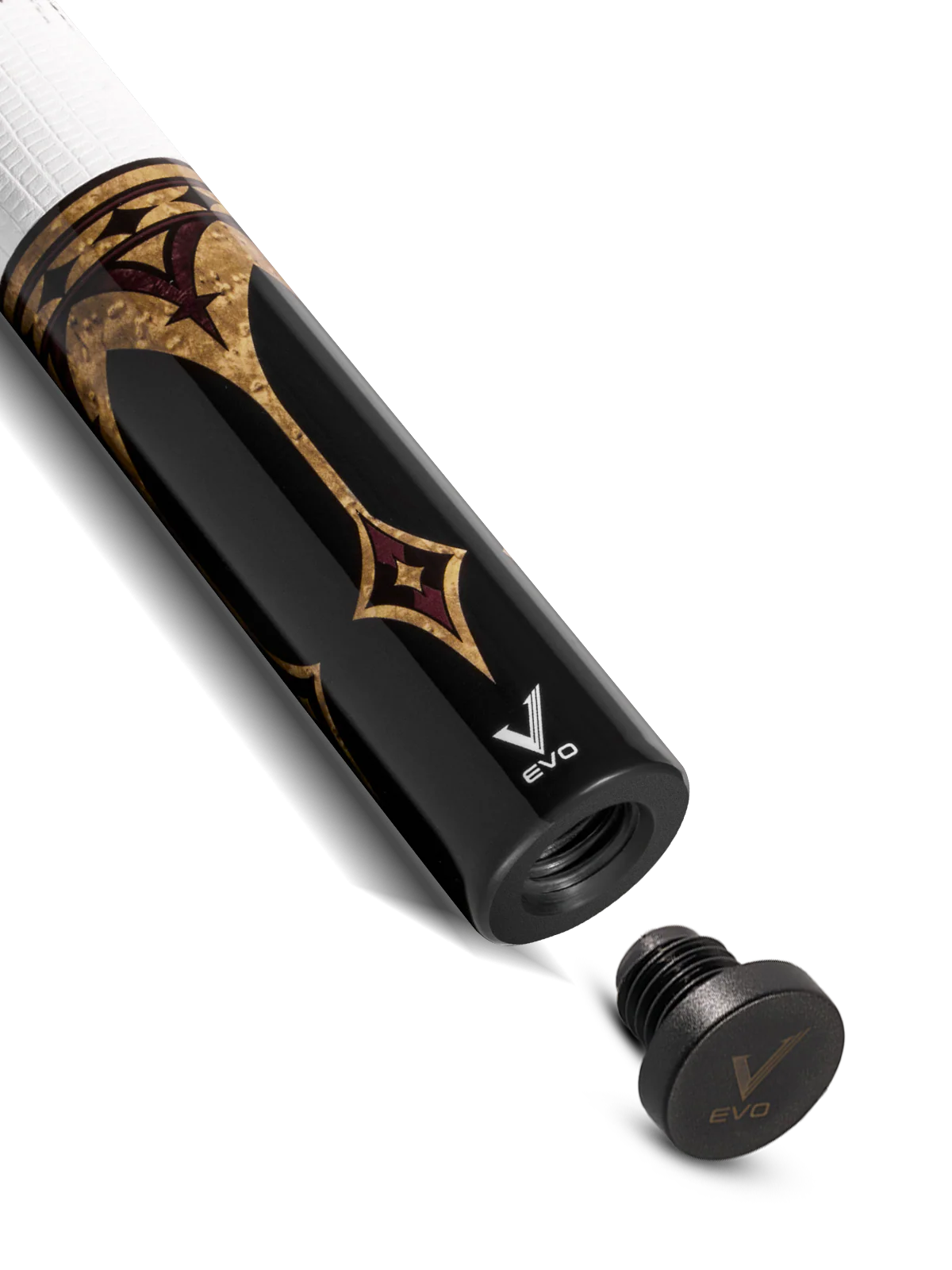 EVO Crown Royal Black Pool Cue with White Lizard Wrap - Image 6