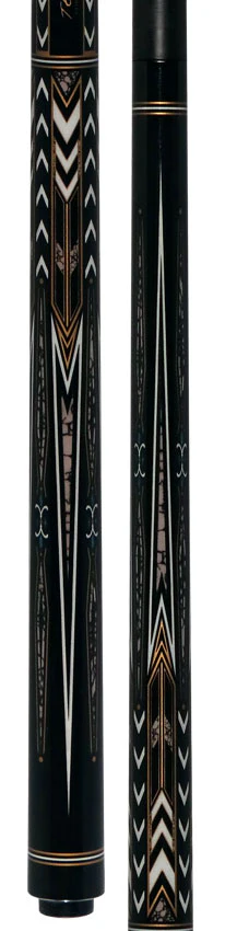 Fury Black with Gold and White Graphic No Wrap Pool Cue with Carbon Fiber Shaft - Image 3