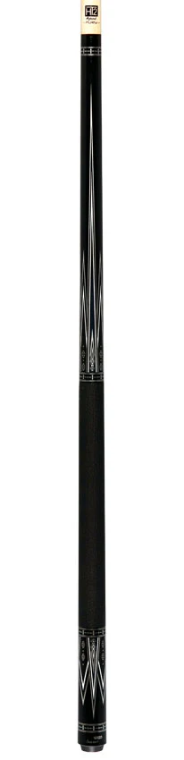 Fury Black with Silver and White Graphic Pool Cue with Sharkskin Leather Wrap - Image 4