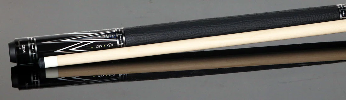 Fury Black with Silver and White Graphic Pool Cue with Sharkskin Leather Wrap - Image 5