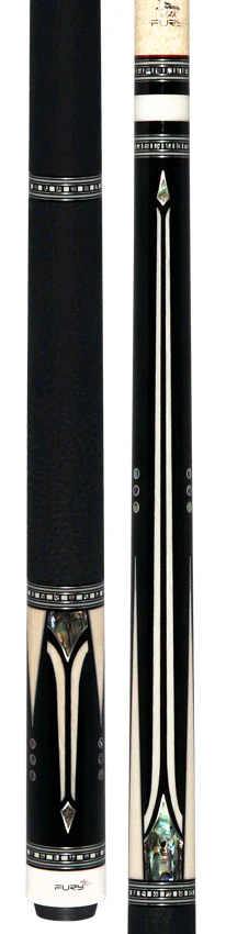 Fury Ebony with Elforyn and Abalone Points Pool Cue with Sharkskin Wrap - Image 4