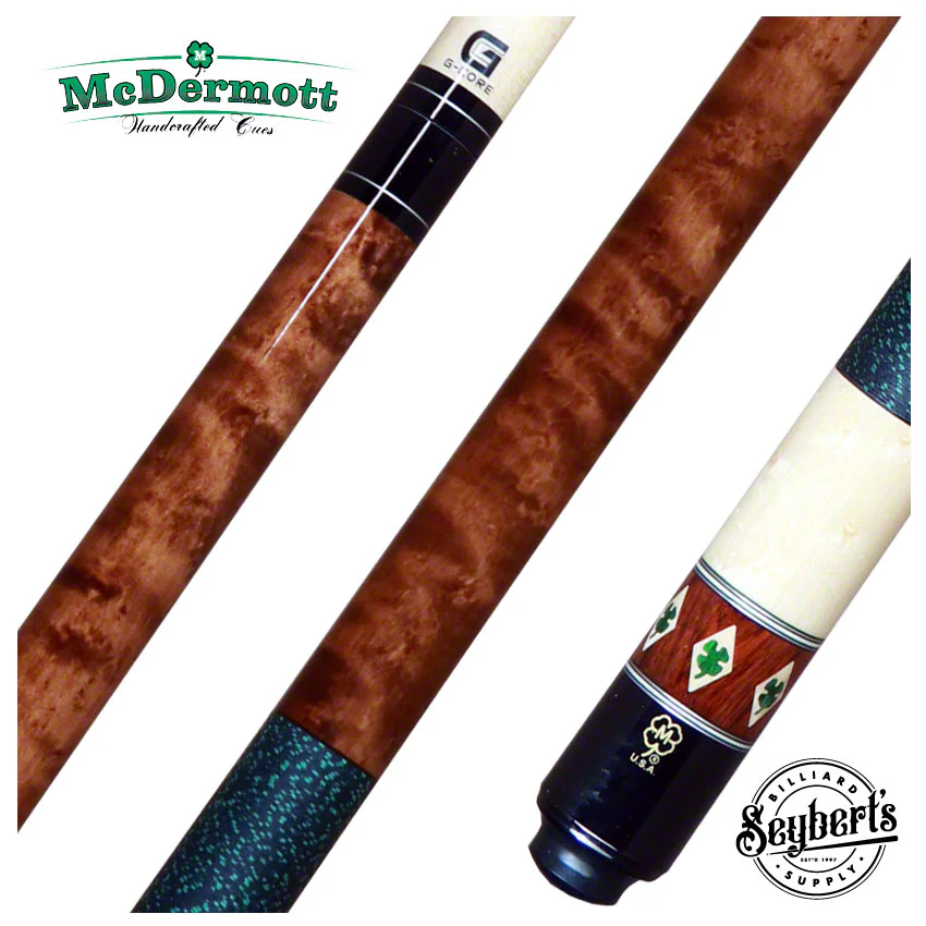 McDermott G Series Dark Cherry Stained Maple with Dymondwood Clovers Pool Cue - G303