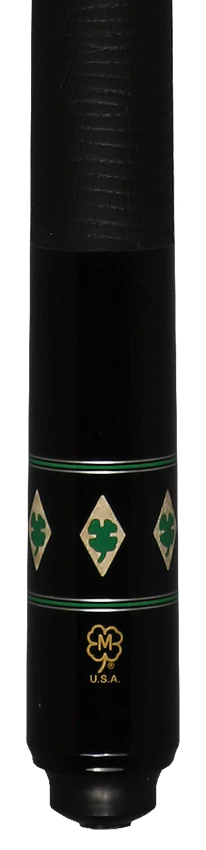 McDermott G Series Black Urethane Forearm with Maple points and Green Clover Inlays Pool Cue - G610 - Image 4