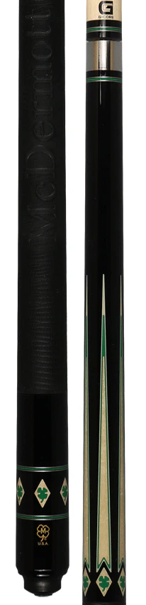 McDermott G Series Black Urethane Forearm with Maple points and Green Clover Inlays Pool Cue - G610 - Image 5