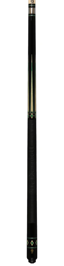 McDermott G Series Black Urethane Forearm with Maple points and Green Clover Inlays Pool Cue - G610 - Image 6