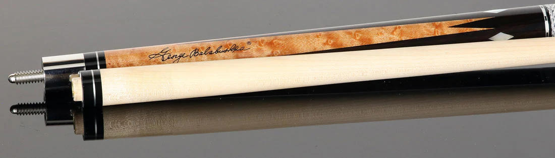 Balabushka GB Series Brown Stained Birdseye Maple  and 8 Ebony Points with Ivorine Inlays Pool Cue with Irish Linen Wrap - Image 3