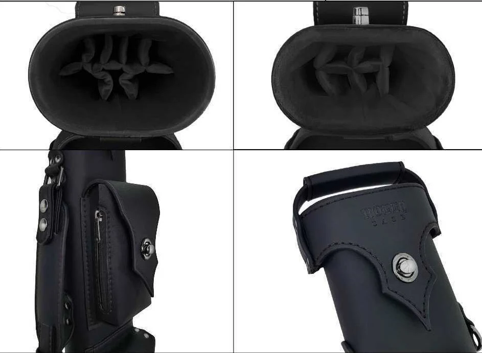 Holly Monochrome Stitched Black Pool Cue Case - HSMBK - Image 3
