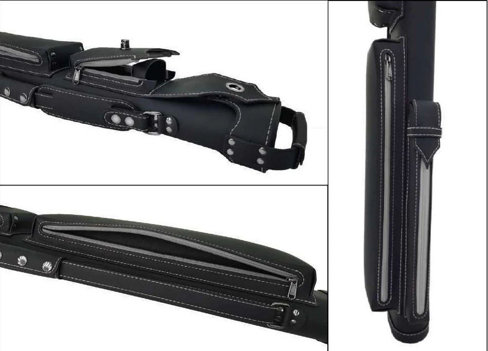 Holly Monochrome Stitched Grey Pool Cue Case - HSMGY - Image 3