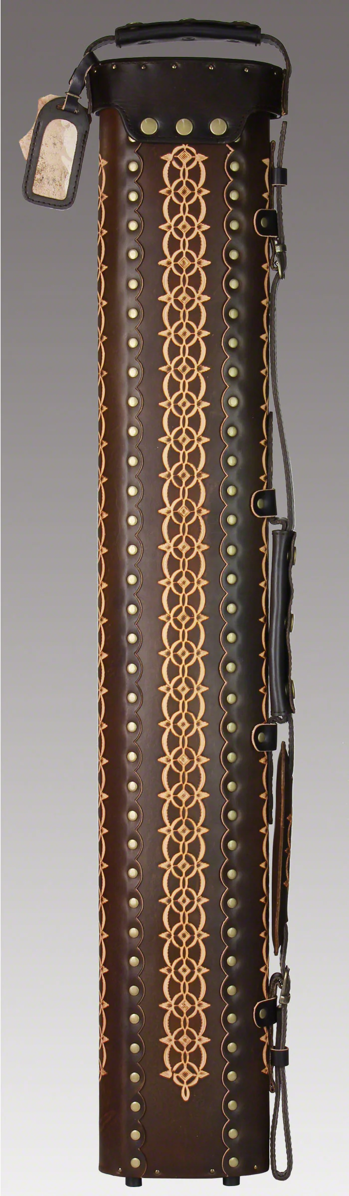 Instroke Saddle Dark Brown D05 Hand Tooled 2x4 Pool Cue Case - 24D05DBH - Image 3
