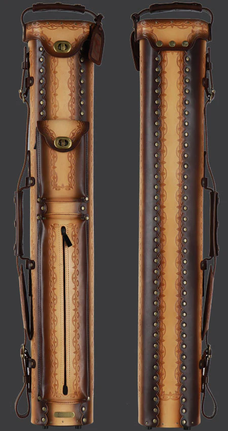 Instroke Saddle D01 Dark Brown Air Brushed 3x7 Pool Cue Case - 37D01DB - Image 2