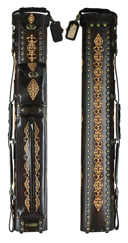 Instroke Saddle D03 Dark Brown Hand Tooled 2x4 Pool Cue Case - 24D03DBH - Image 2