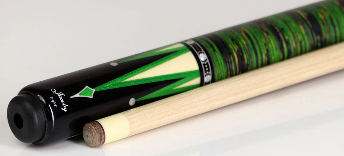 Jacoby Limited Edition Raven Pool Cue with Stacked Leather Wrap - 0917-52SWGRN - Image 2