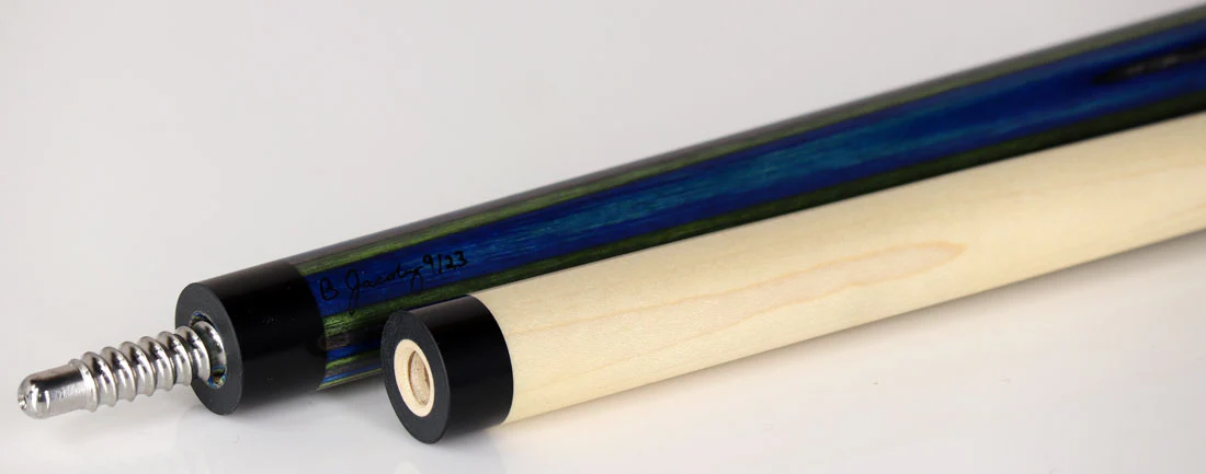 Jacoby Blue Green and Grey Laminated Pool Cue - LAMBLGNGY - Image 2
