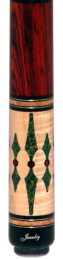 Jacoby Cocobolo with Curly Maple and Arizona Jade Custom No Wrap Pool Cue with 12.30mm Ultra Pro Shaft - Image 2