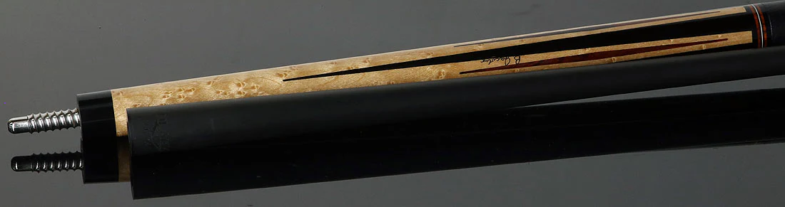 Jacoby Custom Birdseye Maple with Ebony and Cocobolo Points Pool Cue with Black Bull Hide Wrap and Jacoby Black Carbon Shaft - Image 4