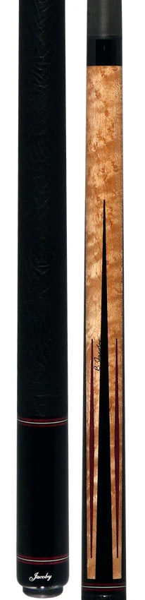 Jacoby Custom Birdseye Maple with Ebony and Purpleheart Points Pool Cue with Black Bull Hide Wrap and Jacoby Black Carbon Shaft - Image 5