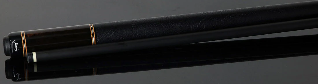 Jacoby Custom Birdseye Maple with Ebony and Tulipwood Points Pool Cue with Black Bull Hide Wrap and Jacoby Black Carbon Shaft - Image 3