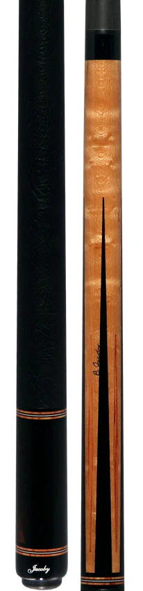 Jacoby Custom Birdseye Maple with Ebony and Tulipwood Points Pool Cue with Black Bull Hide Wrap and Jacoby Black Carbon Shaft - Image 5