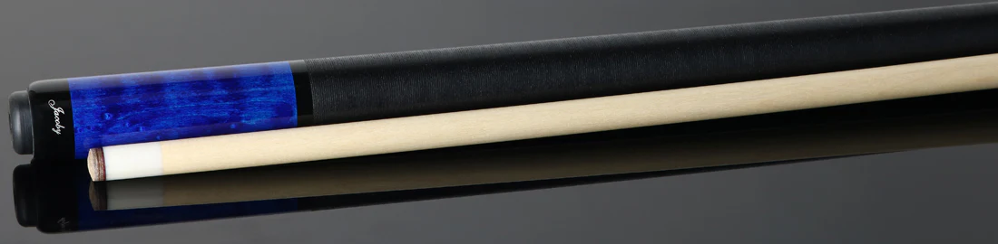 Jacoby Custom Blue Stained Maple with all Black Linen Wrap Play Cue - 0824-74 - Image 2