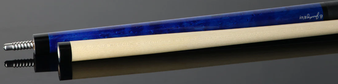 Jacoby Custom Blue Stained Maple with all Black Linen Wrap Play Cue - 0824-74 - Image 3