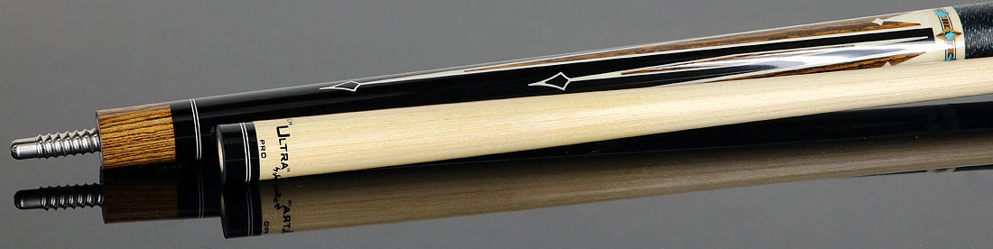 Jacoby Ebony Forearm with Bocote Points and Elforyn/Turquoise Inlays Pool Cue with 12.80mm Jacoby Ultra Pro Shaft - Image 4