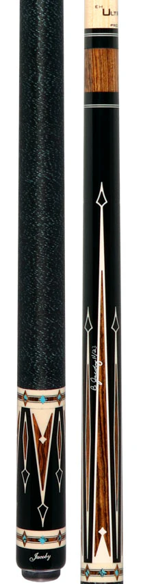 Jacoby Ebony Forearm with Bocote Points and Elforyn/Turquoise Inlays Pool Cue with 12.80mm Jacoby Ultra Pro Shaft - Image 5