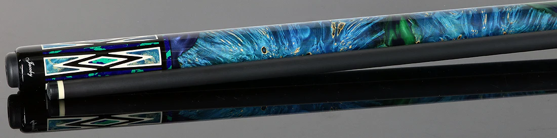 Jacoby Ebony with Azurite and Malachite Inlays Custom No Wrap Pool Cue with 12.70mm Jacoby Black V4 Carbon Shaft - Image 3