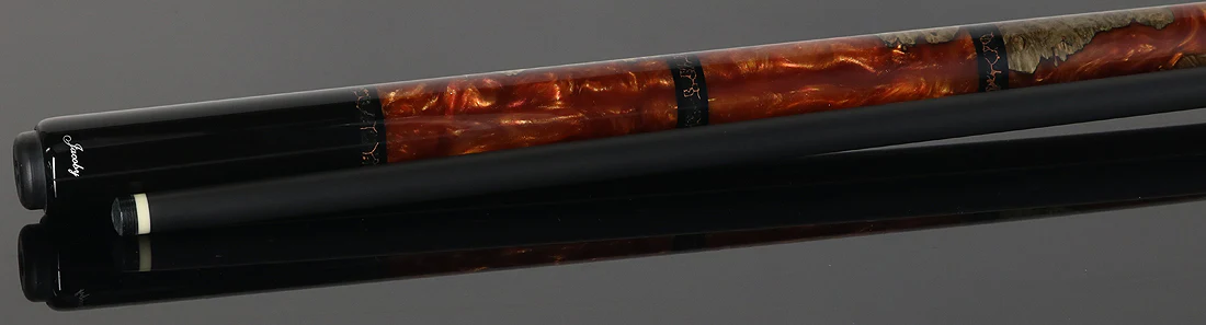Jacoby Ebony with Copper Pearl Infused Burl Custom No Wrap Pool Cue with 12.30mm Jacoby Black V4 Carbon Shaft - Image 3