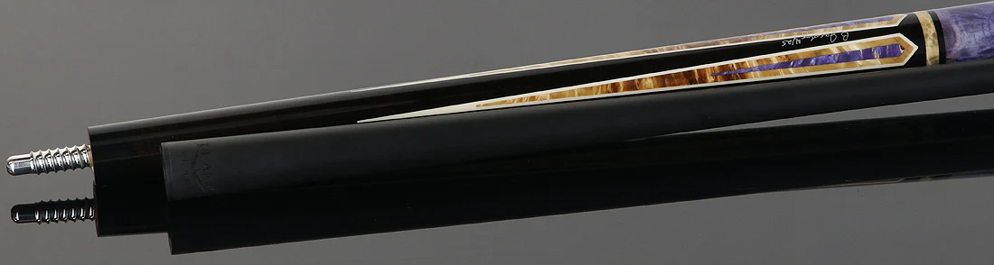 Jacoby Custom Ebony with Purple Pearl Infused Burl No Wrap Pool Cue with 12.30mm Jacoby Black V4 Carbon Shaft - Image 4