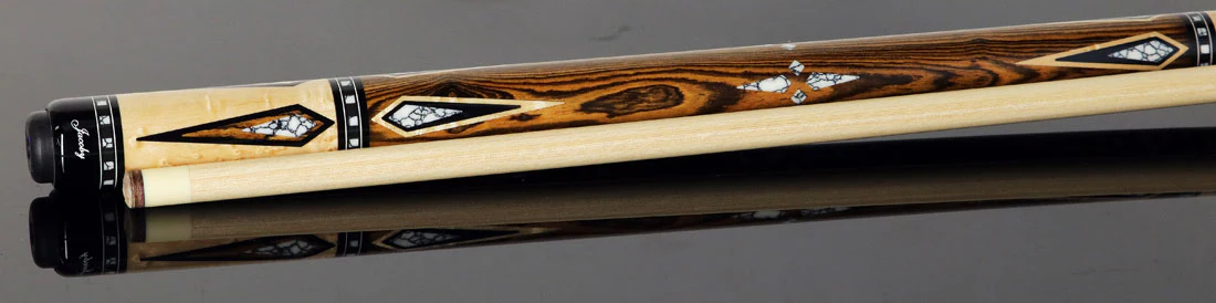 Jacoby HBV2 Series Curly Maple with Bocote Points and White Buffalo Turquoise Inlays Pool Cue - Image 3