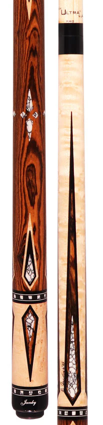 Jacoby HBV2 Series Curly Maple with Bocote Points and White Buffalo Turquoise Inlays Pool Cue - Image 5