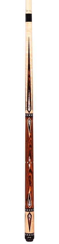 Jacoby HBV2 Series Curly Maple with Bocote Points and White Buffalo Turquoise Inlays Pool Cue - Image 6