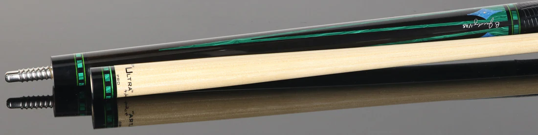Jacoby Nova Ebony and Malachite Custom Pool Cue with Black Lizard Wrap and Ultra Pro Shaft - Image 4
