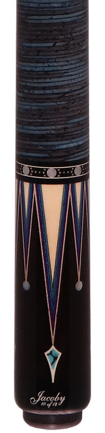 Jacoby Raven Blue Limited Cue With 12.75 Ultra Shaft and Blue/Black Stacked Leather Wrap - Image 2