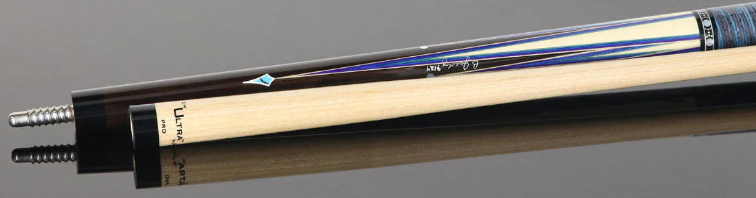 Jacoby Raven Blue Limited Cue With 12.75 Ultra Shaft and Blue/Black Stacked Leather Wrap - Image 4