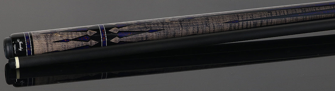 Jacoby Gray Stained Curly Maple with Azurite Web Custom No Wrap Pool Cue with 12.30mm Jacoby Black V4 Carbon Shaft - Image 3