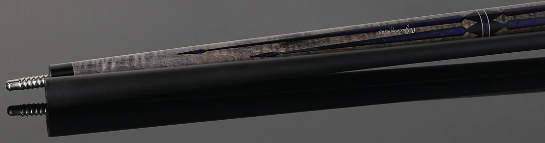 Jacoby Gray Stained Curly Maple with Azurite Web Custom No Wrap Pool Cue with 12.30mm Jacoby Black V4 Carbon Shaft - Image 4