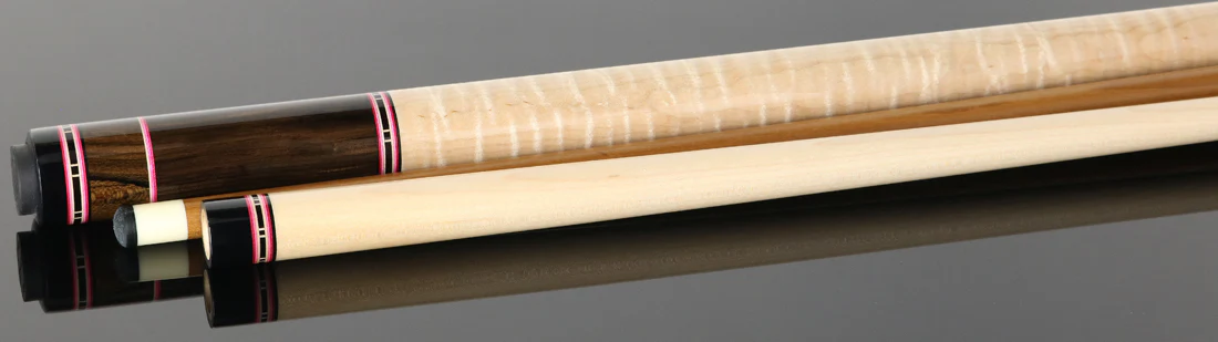 Jim Pierce Custom Cues - African Blackwood Forearm with 6 Zircote Points and Curly Maple Wrap Section - 1 Maple - 1 Keilwood Shaft - Image 3