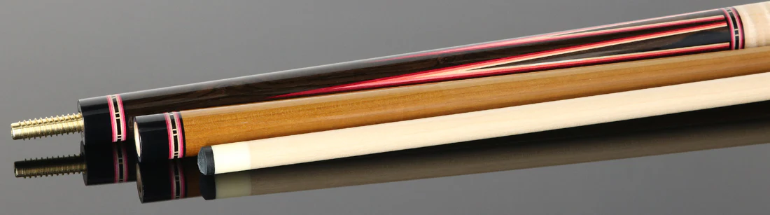 Jim Pierce Custom Cues - African Blackwood Forearm with 6 Zircote Points and Curly Maple Wrap Section - 1 Maple - 1 Keilwood Shaft - Image 4