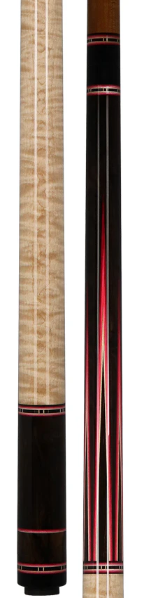 Jim Pierce Custom Cues - African Blackwood Forearm with 6 Zircote Points and Curly Maple Wrap Section - 1 Maple - 1 Keilwood Shaft - Image 5