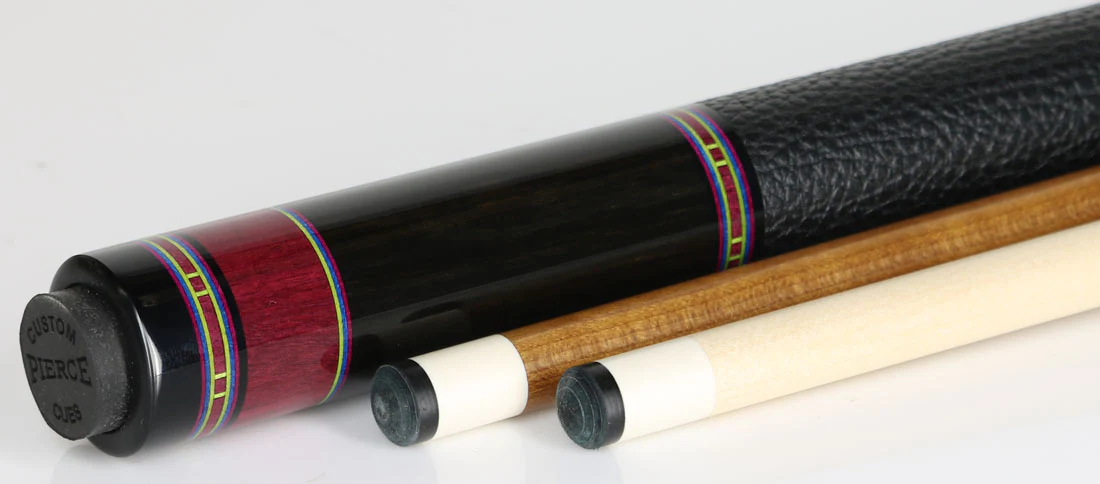 Jim Pierce Custom Cues - Ebony with 6 Purpleheart Points - 2 Shafts - Image 2