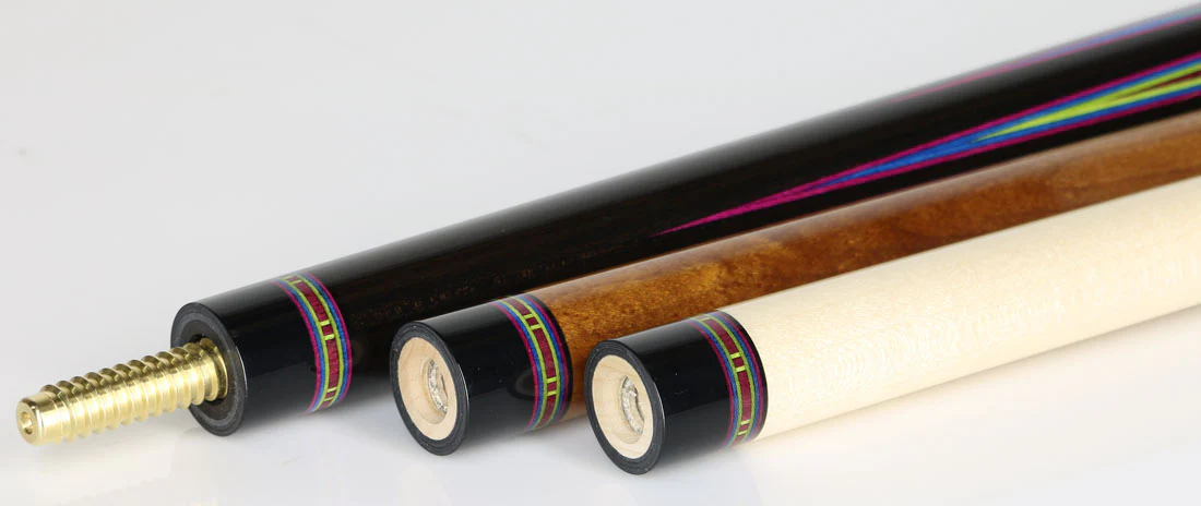 Jim Pierce Custom Cues - Ebony with 6 Purpleheart Points - 2 Shafts - Image 3