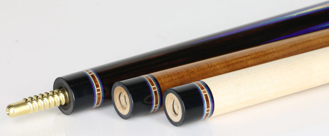 Jim Pierce Custom Cues - Mecasser Ebony with 6 Pao Ferro Points - 2 Shafts - Image 3